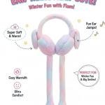 Barbar Kharido Girls Moving Earmuffs with Jumping Bunny Ears & Sound | Soft Faux Fur Winter Ear Warmers for Kids & Women | Cute Warm Headband for Cold Weather - Pack of 1 Multicolour