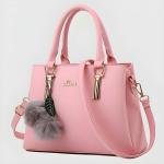Premium Quality Women’s Stylish Handbag | Elegant PU Leather Shoulder & Tote Bag for Ladies | Spacious Multi-Compartment Design with Golden Hardware & Fur Ball Charm