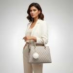 Premium Quality Women’s Stylish Handbag | Elegant PU Leather Shoulder & Tote Bag for Ladies | Spacious Multi-Compartment Design with Golden Hardware & Fur Ball Charm