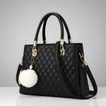 Premium Quality Women’s Stylish Handbag | Elegant PU Leather Shoulder & Tote Bag for Ladies | Spacious Multi-Compartment Design with Golden Hardware & Fur Ball Charm