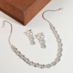 American Diamond Necklace Set With Earnings