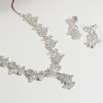 Women's Jewellery Set, Alloy Steel & Silver, Cubic Zirconia, Alloy, Floral & Fantasy Theme, Silver, Necklace & Earrings Set, Polished Finish