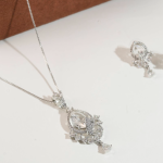 Silver-Tone Crystal Teardrop Pendant Necklace & Earrings Set