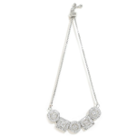 Adjustable Silver-Toned Bracelet Featuring Round and Square Cubic Zirconia