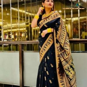༺꧁Original Bishnupuri Baluchuri꧂༻ ALL BODY BUTTA WITH MINA *SOFT SILK SAREE WITH RICHPALLU AND BLOUSE PIECE