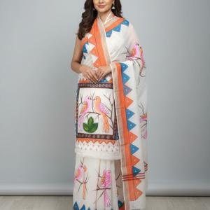Kerala Hand Painted Saree with Blouse