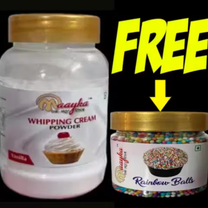 Maayka Premium | Vanilla Whipping Cream Powder 125 Gram & Free Red Balls Sprinkles - 50 Gram