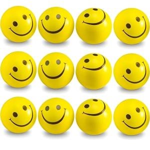 12 Pcs Soft Squeeze Squishy Smiley Foam Sponge Ball Stress Relief