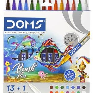 DOMS 14 Shades Brush Pen Box Pack | Super Soft Tip With Brilliant Colours | Water Based Ink Which Gives Water Colour Effect