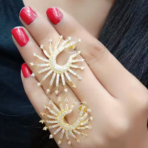 ✨ Luxury Sunburst Crescent Crystal Dangle Earrings for Women