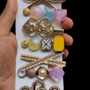 LETZSHOPPE Korean Style Pearl Metal Hair Clips – Rhinestone & Plastic Flower Barrettes for Women & Girls (Pack of 12)