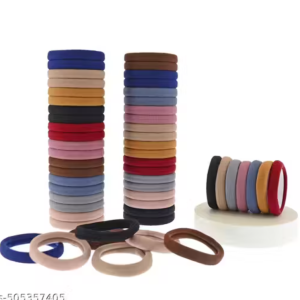 50 Pcs Thick Hair Ties – Seamless Soft Hair Bands & Ponytail Holders for Women (Mix Colors, No Break)