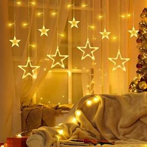 Star Curtain Light 6 Big Star 6 Small Star Light with 8 Flashing Modes 12 Stars