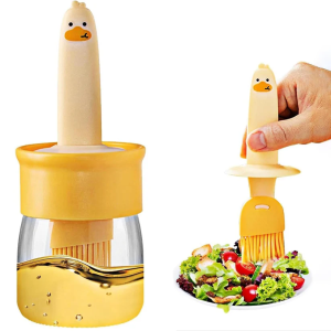 Plastic 2 in 1 Oil Dispenser Bottle with Silicone Basting Brush Multicolor 1 Set