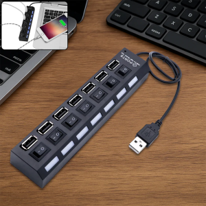 Usb Splitter Multi Port Usb 2 0 Hub 7 Port with Independent on Off Switch and Led Indicators