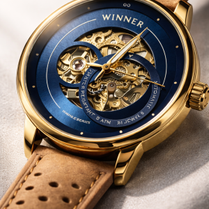 FORSINING Fully Automatic Mechanical Watch for Men | Open-Heart Working Gears Dial, Transparent Case Back | Battery Required Just Shake & Wear