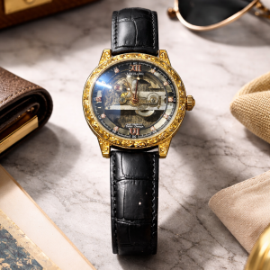 KHRIST Premium Fully Automatic Mechanical Analog Watch for Men | Exposed Working Gears Dial & Transparent Case Back | Precision Engineering, Luxury Craftsmanship & Timeless Elegance