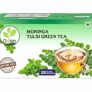ODON NATURAL Moringa Tulsi Green Tea | Herbal Green Tea with Natural Ingredients | 25 Tea Bags | Ayurvedic Immunity Booster