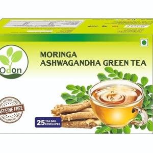 ODON NATURAL Moringa Ashwagandha Green Tea | Herbal Green Tea with Natural Ingredients | 25 Tea Bags | Immunity Booster