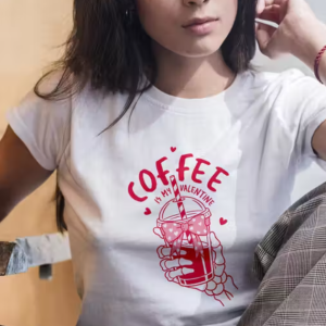 Valentine Printed White Cotton T-Shirt for Women
