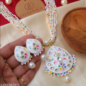 Traditional Meenakari Kundan Pendant Necklace Set for Women