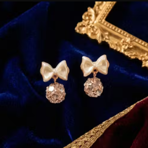 Elegant Bow Pearl Drop Earrings for Women & Girls | Cute Stylish Party Wear Earrings