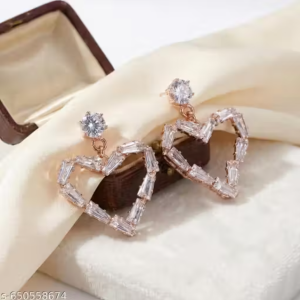 Premium Rose Gold Heart Shape Crystal Stud Earrings for Women & Girls