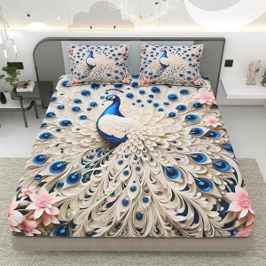 Bedsheet for Double Bed King Size with 2 Pillow Covers 90*100
