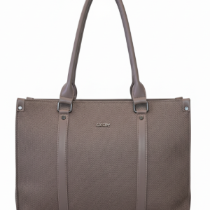 Catchy Taupe Textured Tote Bag – Elegant Everyday Shoulder Handbag