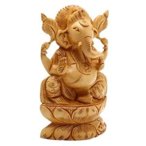 Lord Ganesha Ji Idol for Car Dashboard – Handmade Wooden Ganesh Ji Murti for Home Decor, Office Desk, Pooja Room