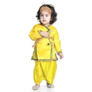 Krishna Dress for Baby Boys & Girls | Janmashtami Ethnic Costume Set with Dhoti, Kurta & Headband | Traditional Fancy Dress for Kids