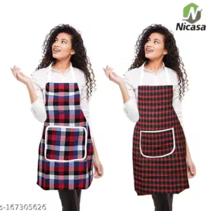 Nicasa Kitchen Apron- Waterproof /Oil-Proof - Adjustable Aprons with Pockets for Women Men Washable - Pack of 2 (color As per availibility)