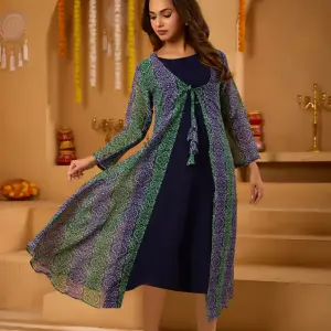 Mint Green Bandhni Shrug set