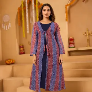 Red Bandhni Shrug set