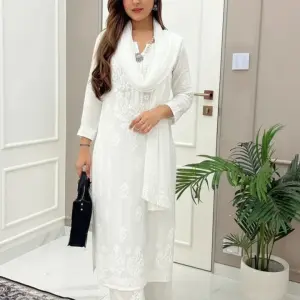 D 80 🤍 Bella Boutiques – New Launch Maslin Chikankari Kurti Set 🤍
