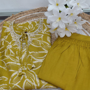 3 piece set Kurti, bottom, dupatta Kurti fully ariya work sequence