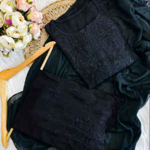 RADHIKA Black Modal Chikankari 3 Piece Set