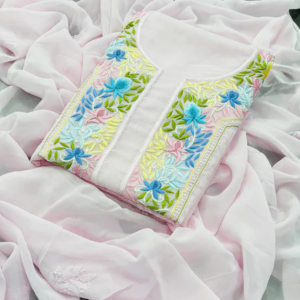 VANMALA Pink Pure Viscose Chikankari Kurta Dupatta Set