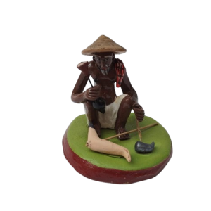 Handmade Decorative Clay Figurine – Farmer (Home Décor, 14 cm & 10 cm)