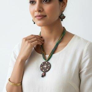 Handmade terracotta jewellery set for women and girls