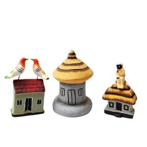 Krishnanagar Traditional Matir Putul 3-Piece Home Set | Handmade Clay Dolls | Bengali Folk Art Decor (13 cm, 40 cm, 13 cm)