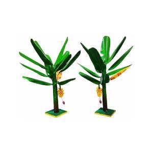 Artificial Metal Banana Tree – 16 Inch Pair for Pooja & Golu Dolls Decoration