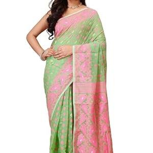 Simonart and Printing Women’s Traditional Bengal Cotton Silk Jamdani Saree | Handwoven Jamdani Saree