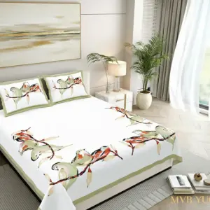 Tropical Trio King Size Pure Cotton Bedsheet