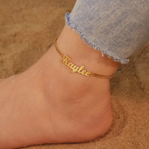 Customized Name Anklet, Personalized Adjustable Anklet, Beach Jewelry, Gift for Her, Customized Jewelry, Bridesmaid Gift, Foot Jewelry