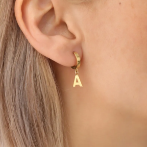 Personalized Initial Hoop Earrings, Sterling Silver or Gold