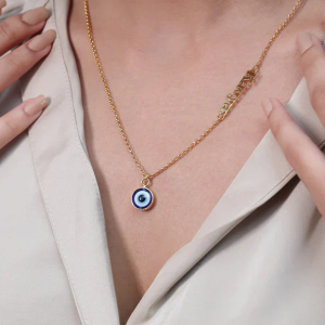 Sideway Name Necklace With Evil Eye