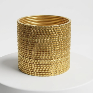 Gold Pated Metal Bangle Set For Women And Girls.