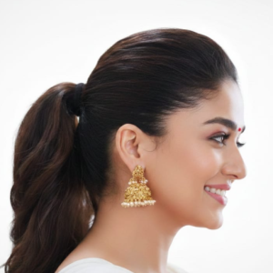 Gold Plated Temple Jhumka Earrings for Women (1 gram gold)