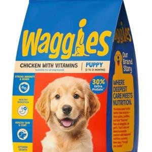 Waggies Puppy Dry Dog Food, Chicken with Vitamins Digestion & Healthy Skin & Coat, All Breeds